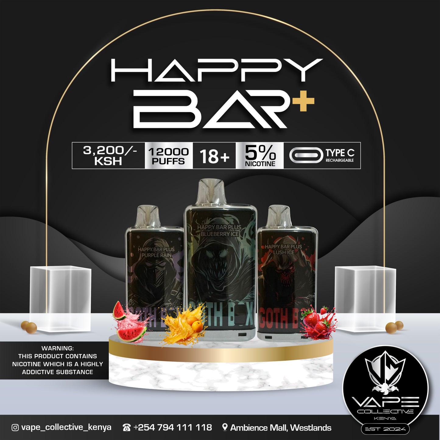 HAPPY BAR 12,000 PUFFS 5% NIC