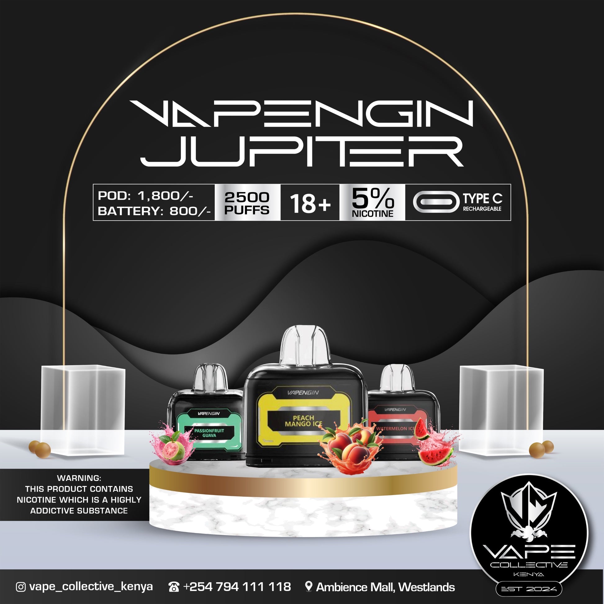 Vapengin Jupiter 2 Pod 5% NIC upgraded from its predecessor Jupiter Vape Collective Kenya Vapengin Jupiter 2 Pod 5% NIC upgraded from its predecessor Jupiter Vape Collective Kenya